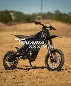 Talaria X3 Mini Lite electric dirt bike with knobby tyres on an off-road dirt track in Australia